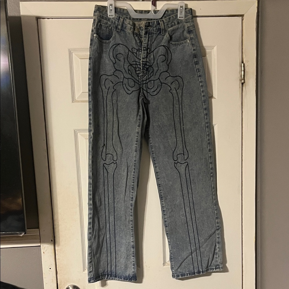 ROMWE Gray Bone Design Jeans